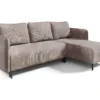 Canapé D'angle Réversible Et Convertible 3 Places Avec Coffre Robin Velours Côtelé Taupe