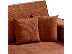 Canapé D'angle Réversible Et Convertible 3 Places Avec Coffre Isaac Mini Velours Côtelé Orange Brique -Canapé Soldes Boutique canape 13614357