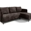 Canapé D'angle Réversible Et Convertible 3 Places Avec Coffre Robin Velours Côtelé Marron