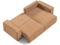 Canapé D'angle Réversible Et Convertible 3 Places Avec Coffre Isaac Mini Velours Côtelé Jaune -Canapé Soldes Boutique canape 13614415