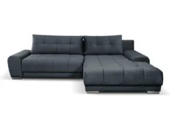 Canapé D'angle Droit Convertible En Velours Gris Anthracite OVADA -Canapé Soldes Boutique canape 13618203