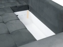 Canapé D'angle Droit Convertible En Velours Gris Anthracite OVADA -Canapé Soldes Boutique canape 13618221