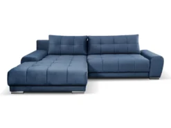 Canapé D'angle Gauche Convertible En Velours Bleu Nuit OVADA 11 Canapé D'angle Gauche Convertible En Velours Bleu Nuit OVADA -Canapé Soldes Boutique canape 13618285