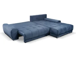 Canapé D'angle Droit Convertible En Velours Bleu Nuit OVADA -Canapé Soldes Boutique canape 13618299