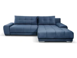 Canapé D'angle Droit Convertible En Velours Bleu Nuit OVADA -Canapé Soldes Boutique canape 13618303