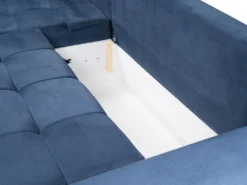 Canapé D'angle Droit Convertible En Velours Bleu Nuit OVADA -Canapé Soldes Boutique canape 13618315