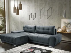 Canapé D'angle Gauche Convertible En Velours Gris Anthracite OVADA 19 Canapé D'angle Gauche Convertible En Velours Gris Anthracite OVADA -Canapé Soldes Boutique canape 13618321