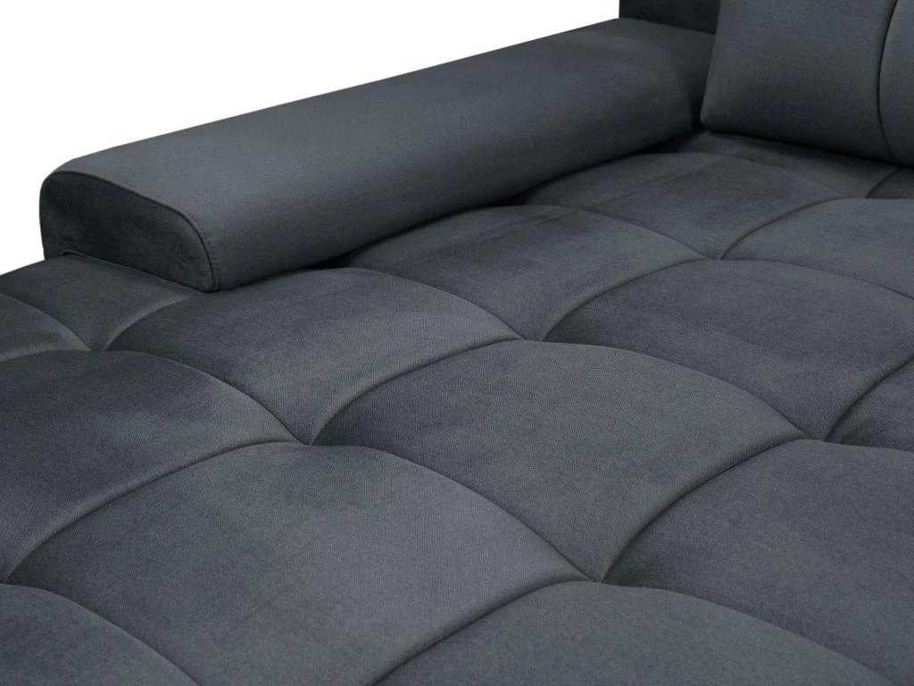 Canapé D'angle Gauche Convertible En Velours Gris Anthracite OVADA 9 Canapé D'angle Gauche Convertible En Velours Gris Anthracite OVADA – Image 9