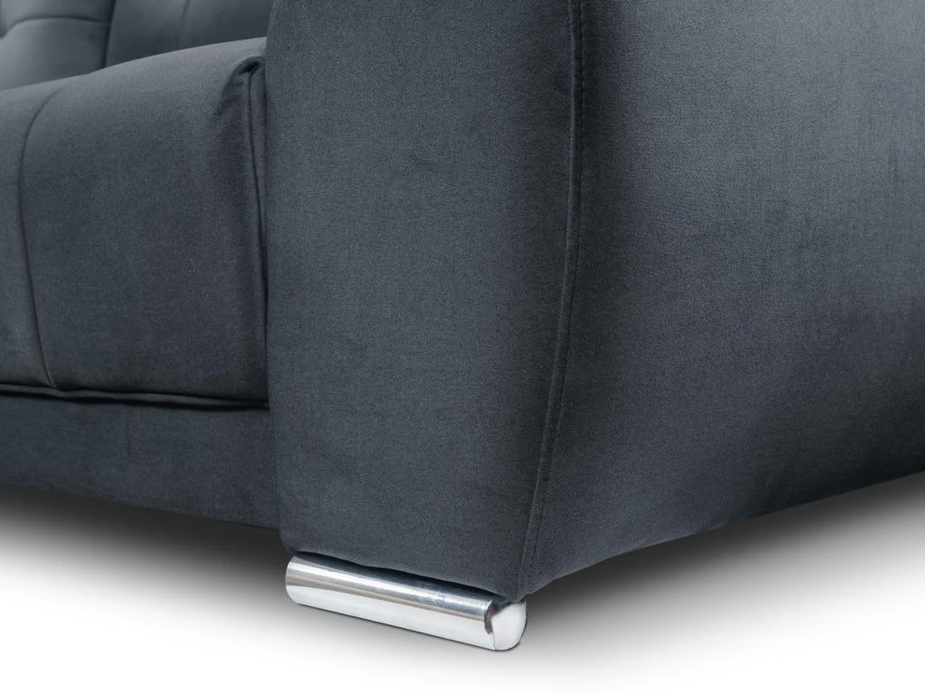 Canapé D'angle Gauche Convertible En Velours Gris Anthracite OVADA 8 Canapé D'angle Gauche Convertible En Velours Gris Anthracite OVADA – Image 8