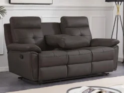 Canapé 3 Places Relax En Cuir Marron VINETA -Canapé Soldes Boutique canape 13622061