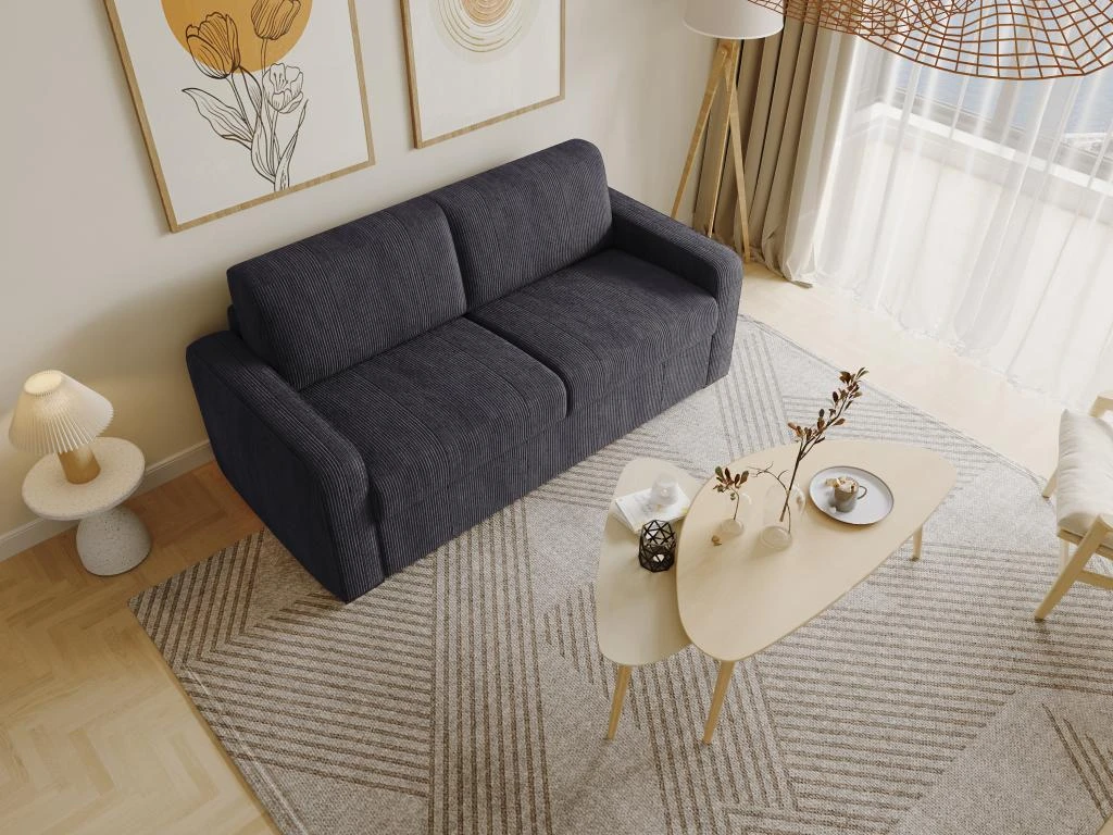 Canapé 3 Places Convertible Express En Velours Côtelé Gris Anthracite - Couchage 140 Cm - Matelas 14 Cm - BEVIS 10 Canapé 3 Places Convertible Express En Velours Côtelé Gris Anthracite - Couchage 140 Cm - Matelas 14 Cm - BEVIS – Image 10