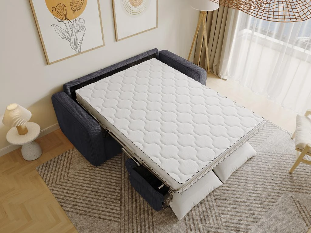Canapé 3 Places Convertible Express En Velours Côtelé Gris Anthracite - Couchage 140 Cm - Matelas 14 Cm - BEVIS 8 Canapé 3 Places Convertible Express En Velours Côtelé Gris Anthracite - Couchage 140 Cm - Matelas 14 Cm - BEVIS – Image 8