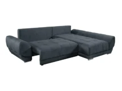 Canapé D'angle Droit Convertible En Velours Gris Anthracite PADRU -Canapé Soldes Boutique canape 13673265