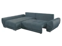 Canapé D'angle Gauche Convertible En Velours Bleu Canard PADRU -Canapé Soldes Boutique canape 13673517