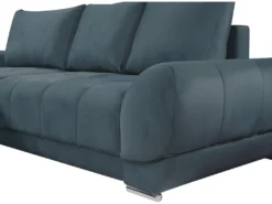 Canapé D'angle Gauche Convertible En Velours Bleu Canard PADRU -Canapé Soldes Boutique canape 13673533