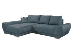 Canapé D'angle Gauche Convertible En Velours Bleu Canard PADRU -Canapé Soldes Boutique canape 13673545