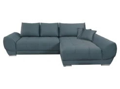 Canapé D'angle Droit Convertible En Velours Bleu Canard PADRU -Canapé Soldes Boutique canape 13673741