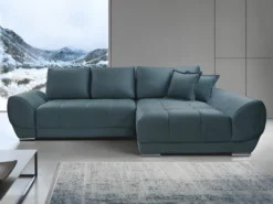 Canapé D'angle Droit Convertible En Velours Bleu Canard PADRU -Canapé Soldes Boutique canape 13673755