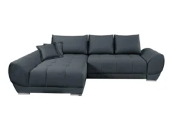 Canapé D'angle Gauche Convertible En Velours Gris Anthracite PADRU -Canapé Soldes Boutique canape 13673901