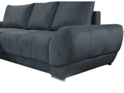 Canapé D'angle Gauche Convertible En Velours Gris Anthracite PADRU -Canapé Soldes Boutique canape 13673911