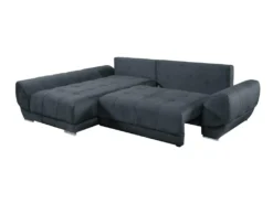 Canapé D'angle Gauche Convertible En Velours Gris Anthracite PADRU -Canapé Soldes Boutique canape 13673931