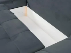 Canapé D'angle Gauche Convertible En Velours Gris Anthracite PADRU -Canapé Soldes Boutique canape 13673943