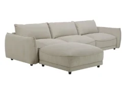 Canapé D'angle Réversible En Velours Côtelé Beige NOCARA -Canapé Soldes Boutique canape 13749129