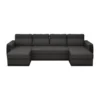 Canapé D'angle Panoramique Convertible 5 Places - Simili Noir Et Anthracite - JAMES