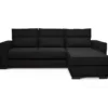 Canapé Angle Convertible Réversible 4 Places - Tissu Noir - HEXAGONE