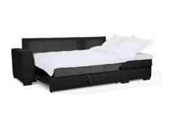 Canapé Angle Convertible Réversible 4 Places - Tissu Noir - HEXAGONE -Canapé Soldes Boutique canape 13921641