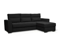 Canapé Angle Convertible Réversible 4 Places - Tissu Noir - HEXAGONE -Canapé Soldes Boutique canape 13921643