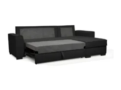 Canapé Angle Convertible Réversible 4 Places - Tissu Noir - HEXAGONE -Canapé Soldes Boutique canape 13921645