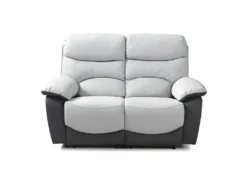 Canapé 2 Places Relax Manuel - Simili Gris Clair Et Gris Foncé - SOBRAL