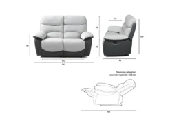 Canapé 2 Places Relax Manuel - Simili Gris Clair Et Gris Foncé - SOBRAL -Canapé Soldes Boutique canape 13923849