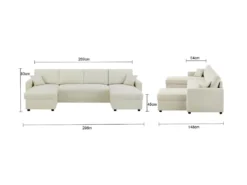 Canapé D'angle Convertible Panoramique + 2 Coffres De Rangement + 2 Coussins - Tissu Beige - L 300 X P 148 X H 83 Cm - OWENS -Canapé Soldes Boutique canape 13952307