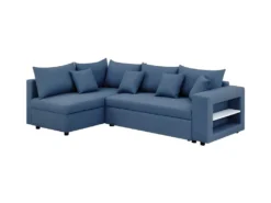Canapé D'angle Gauche Convertible + Coffre De Rangement + 4 Coussins - Tissu Bleu - OWENS 9 Canapé D'angle Gauche Convertible + Coffre De Rangement + 4 Coussins - Tissu Bleu - OWENS -Canapé Soldes Boutique canape 13952339