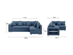 Canapé D'angle Droite Convertible + Coffre De Rangement + 4 Coussins - Tissu Bleu - OWENS 8 Canapé D'angle Droite Convertible + Coffre De Rangement + 4 Coussins - Tissu Bleu - OWENS -Canapé Soldes Boutique canape 13952367