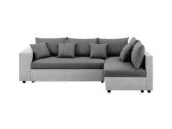 Canapé D'angle Convertible Droite + Coffre De Rangement - Gris Foncé Et Clair - FL ASH