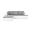 Canapé D'angle Réversible Convertible 3 Places+Coffre - Simili Blanc Et Tissu Gris - CELINA - L 274 X P 184 Cm