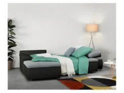 Canapé D'angle Réversible Convertible 3 Places+Coffre - Simili Noir Et Gris - CELINA -Canapé Soldes Boutique canape 13957297