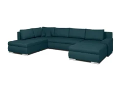 Canapé D'angle Panoramique Convertible -7 Places - 100% Polyester - Bleu Canard - INDIAN -Canapé Soldes Boutique canape 13958273