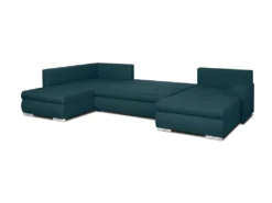 Canapé D'angle Panoramique Convertible -7 Places - 100% Polyester - Bleu Canard - INDIAN -Canapé Soldes Boutique canape 13958275