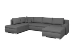 Canapé D'angle Panoramique Convertible - 7 Places - Tissu 100% Polyester - Gris - INDIAN -Canapé Soldes Boutique canape 13958283