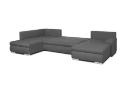 Canapé D'angle Panoramique Convertible - 7 Places - Tissu 100% Polyester - Gris - INDIAN -Canapé Soldes Boutique canape 13958285