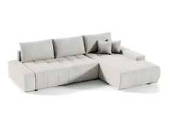 Canapé D'angle Convertible Droit 4 Places Avec Coffre Jonas Crème