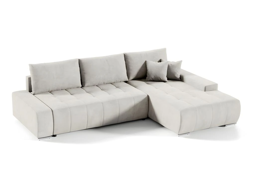 Canapé D'angle Convertible Droit 4 Places Avec Coffre Jonas Crème 1 Canapé D'angle Convertible Droit 4 Places Avec Coffre Jonas Crème