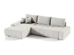 Canapé D'angle Convertible Gauche 4 Places Avec Coffre Jonas Crème