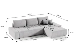 Canapé D'angle Convertible Droit 4 Places Avec Coffre Jonas Gris Clair -Canapé Soldes Boutique canape 14018369