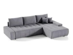 Canapé D'angle Convertible Droit 4 Places Avec Coffre Jonas Gris Foncé