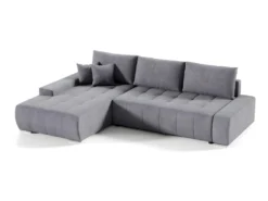 Canapé D'angle Convertible Gauche 4 Places Avec Coffre Jonas Gris Foncé